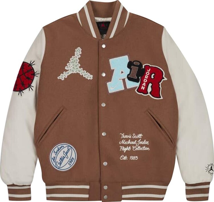 Куртка Air Jordan x Travis Scott Varsity Jacket 'Antique Brown', коричневый 
Куртка Air Jordan x Travis Scott Varsity Jacket 'Antique Brown', коричневый