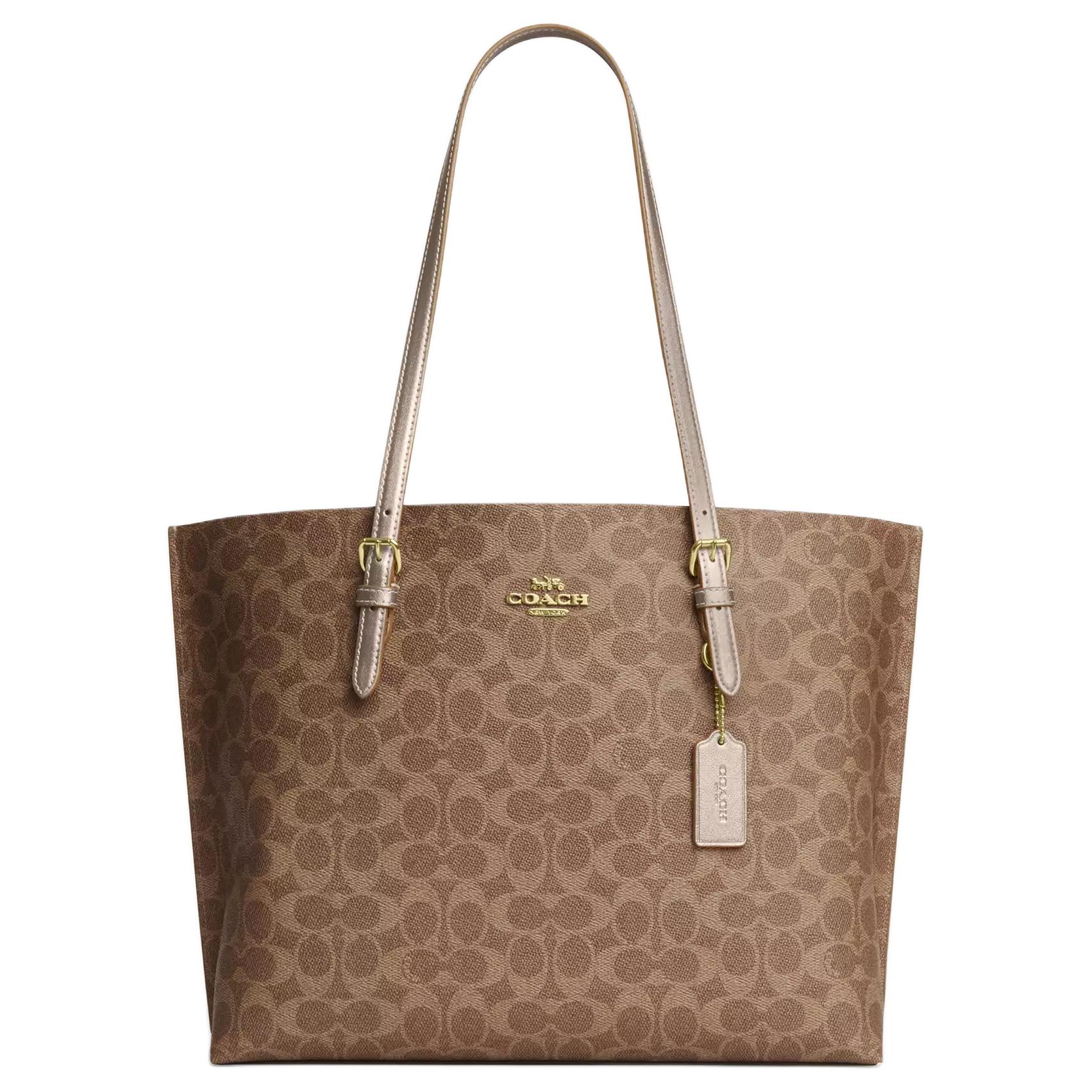 Сумка-шоппер Mollie из лакированного холста, большая женская сумка через плечо, сумка-тоут, светло-шампань и бежевый COACH 
Сумка-шоппер Mollie из лакированного холста, большая женская сумка через плечо, сумка-тоут, светло-шампань и бежевый COACH