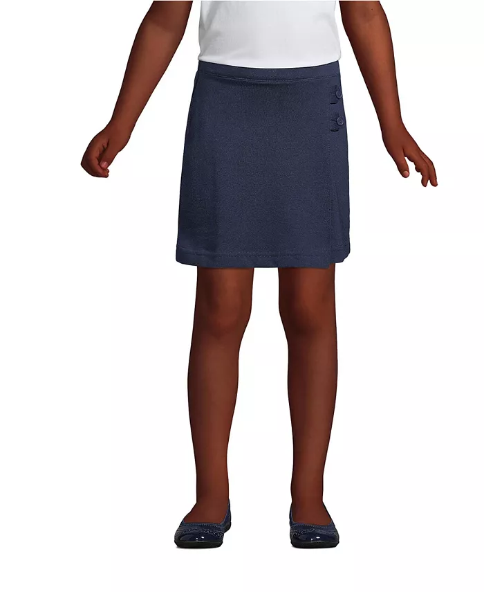 Юбка-шорты вязаная школьная униформа Big Girls выше колена Lands' End, синий 
Юбка-шорты вязаная школьная униформа Big Girls выше колена Lands' End, синий