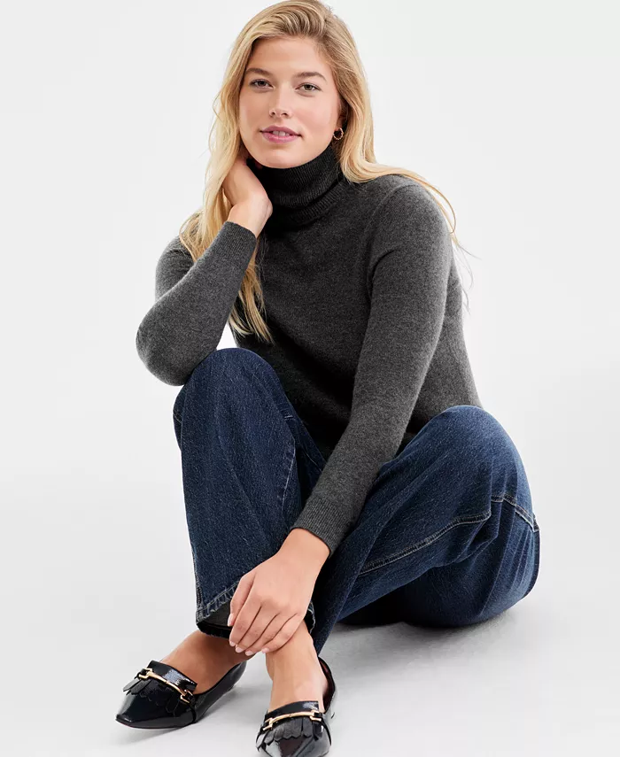 Женская водолазка из 100% кашемира Charter Club, серый 
Женская водолазка из 100% кашемира Charter Club, серый