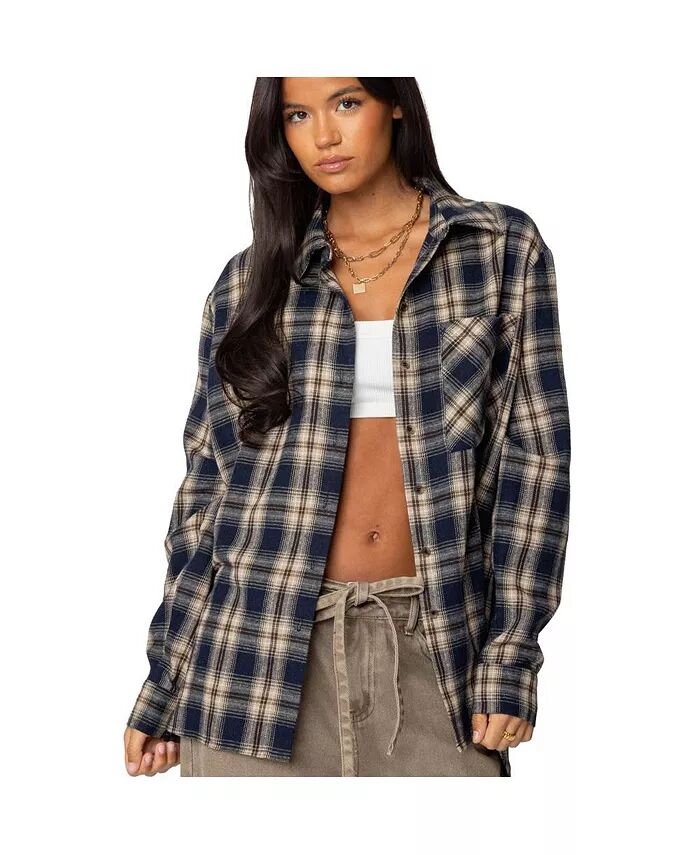 Женская клетчатая фланелевая рубашка на пуговицах Edikted, синий
Женская клетчатая фланелевая рубашка на пуговицах Edikted, синий