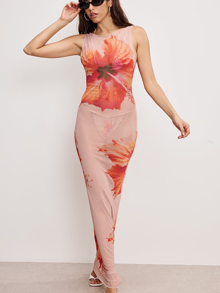 Платье макси из газовой сетки Good American, лиловый
Платье макси из газовой сетки Good American, лиловый