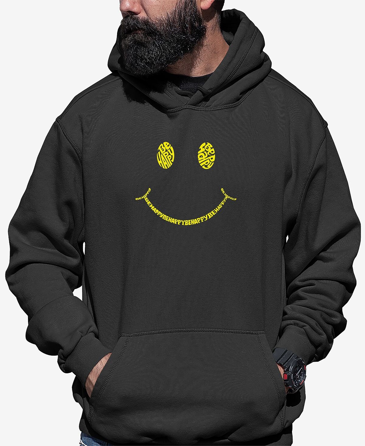 Мужская толстовка с капюшоном be happy smiley face word art LA Pop Art, темно-серый
Мужская толстовка с капюшоном be happy smiley face word art LA Pop Art, темно-серый