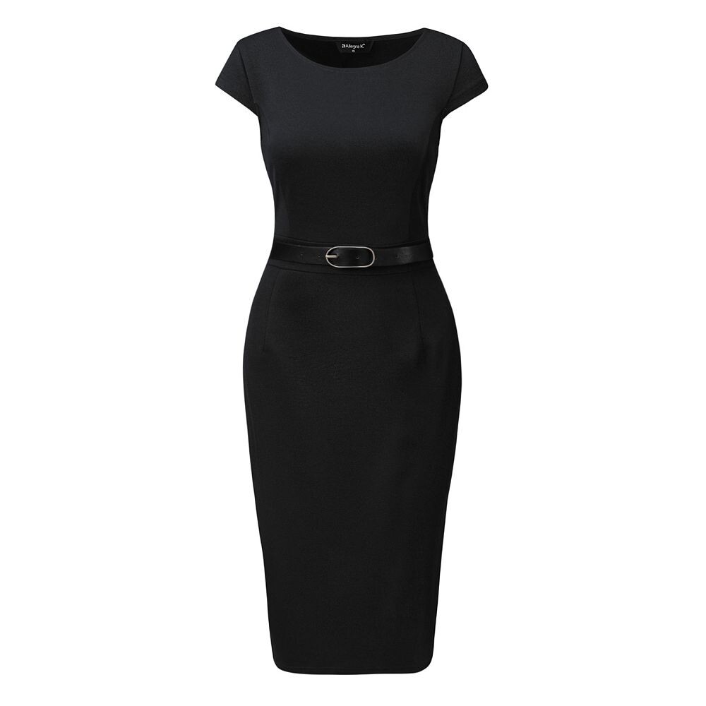 Офисное платье для женщин, элегантное платье-футляр с короткими рукавами и поясом ALLEGRA K, черный
Офисное платье для женщин, элегантное платье-футляр с короткими рукавами и поясом ALLEGRA K, черный