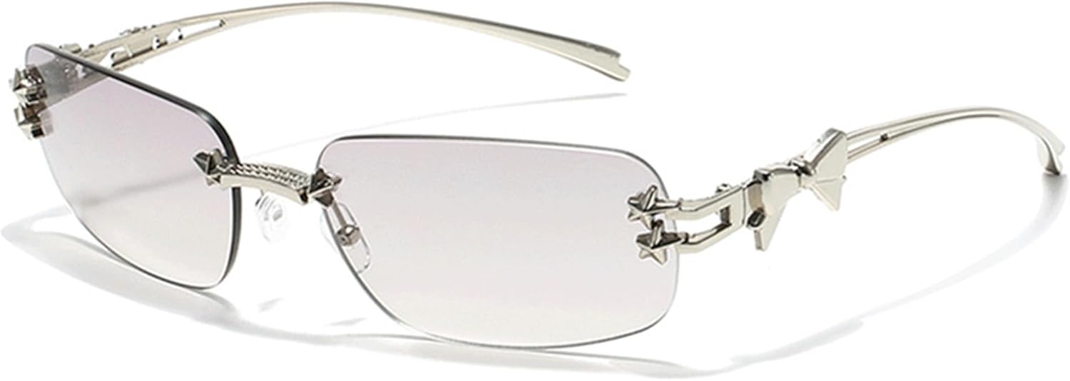 Солнцезащитные очки Bullabulling без оправы, прямоугольные, в стиле Y2K, для женщин и мужчин, милые, маленькие, прозрачные, без оправы, с тонированными линзами, модные очки 2000-х годов с бантом, Gray
Солнцезащитные очки Bullabulling без оправы, прямоугольные, в стиле Y2K, для женщин и мужчин, милые, маленькие, прозрачные, без оправы, с тонированными линзами, модные очки 2000-х годов с бантом, Gray