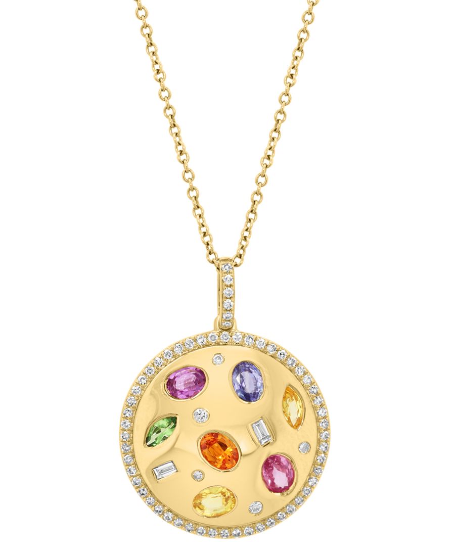 Колье EFFY с подвеской в виде диска из 14-каратного золота, украшенной несколькими драгоценными камнями (1,6 карата) и бриллиантами (1,3 карата), длина 45 см + удлинитель 2,5 см EFFY Collection, Multi Gemstone
Колье EFFY с подвеской в виде диска из 14-каратного золота, украшенной несколькими драгоценными камнями (1,6 карата) и бриллиантами (1,3 карата), длина 45 см + удлинитель 2,5 см EFFY Collection, Multi Gemstone