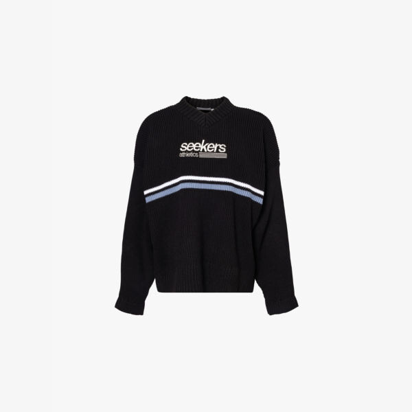 Джемпер из эластичной трикотажной ткани с вышитым логотипом Leisure Sisters & Seekers, черный
Джемпер из эластичной трикотажной ткани с вышитым логотипом Leisure Sisters & Seekers, черный