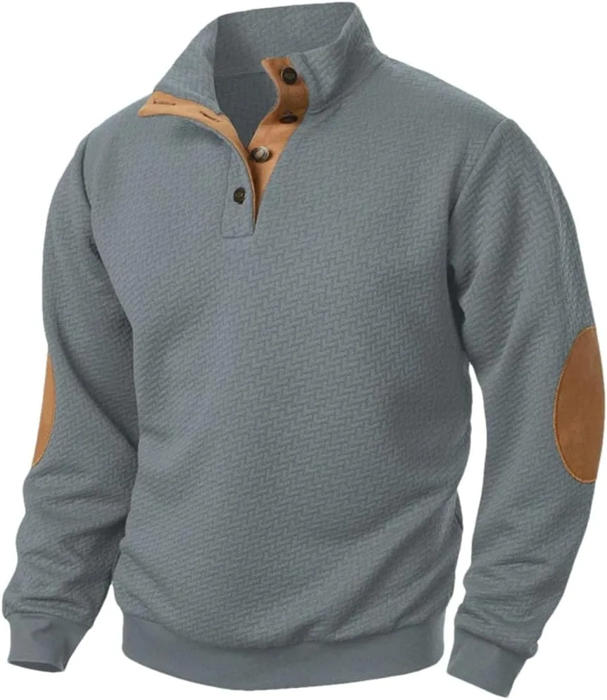 Мужской повседневный свитшот с пэчворком, длинный рукав, стойка, на пуговицах
Мужской повседневный свитшот с пэчворком, длинный рукав, стойка, на пуговицах