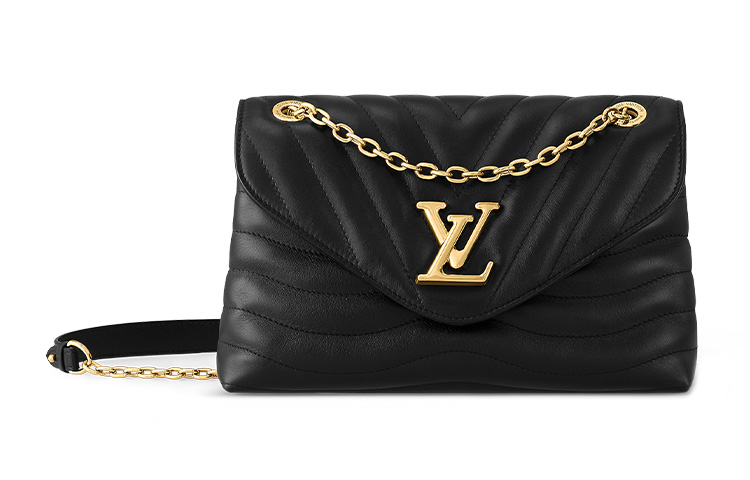 Новая волна Кожаная сумка через плечо, Большая поясная сумка Женская Черная LOUIS VUITTON