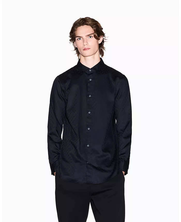 Мужская рубашка с жаккардовым переплетением и логотипом по всей поверхности A|X Armani Exchange, черный
Мужская рубашка с жаккардовым переплетением и логотипом по всей поверхности A|X Armani Exchange, черный