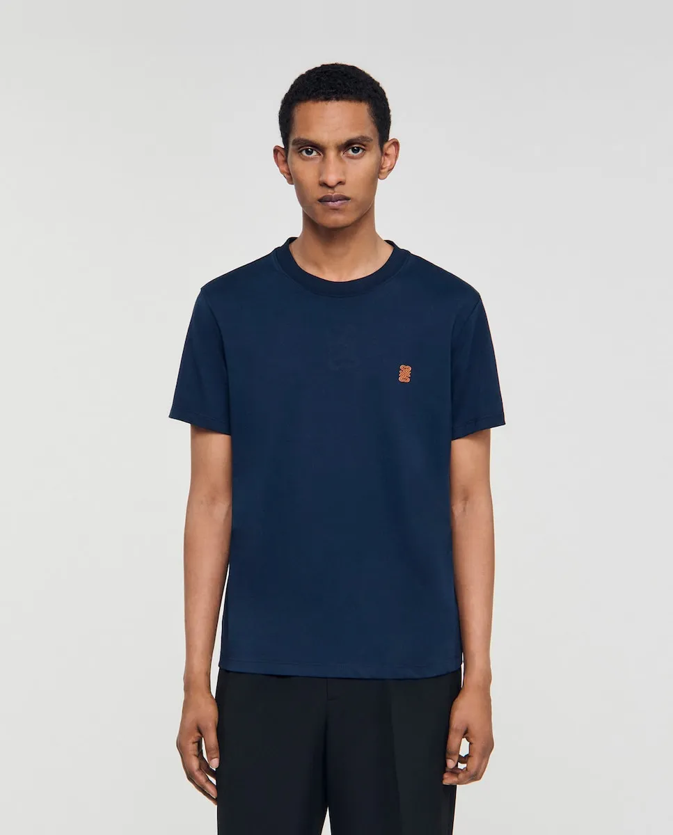 Мужская футболка с кожаным логотипом Sandro, темно-синий
Мужская футболка с кожаным логотипом Sandro, темно-синий