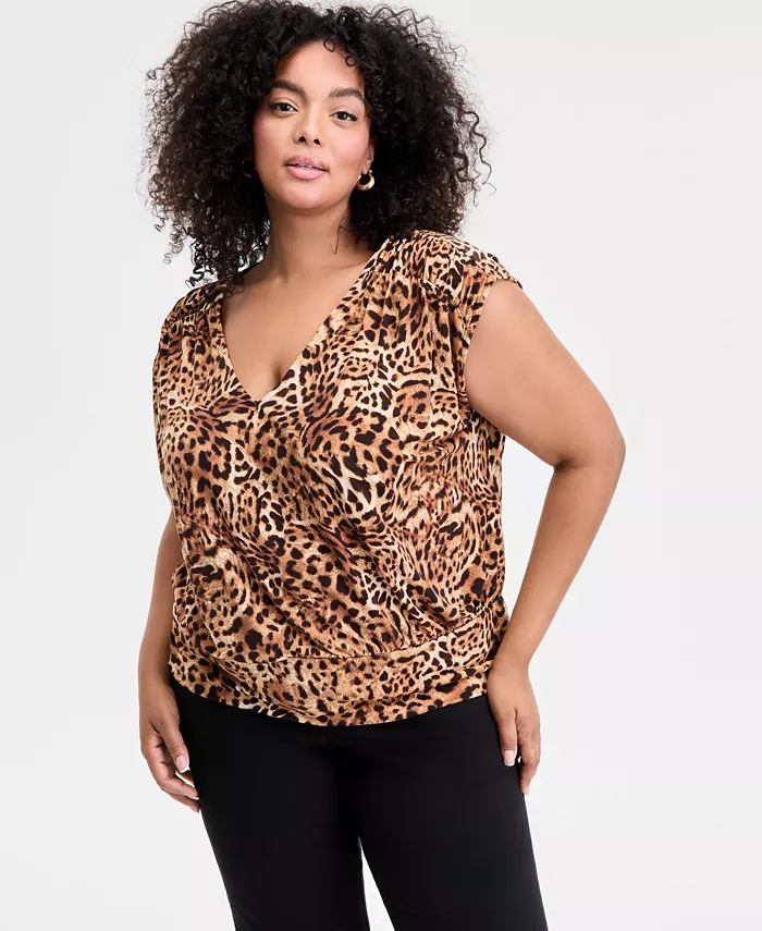 Топ с V-образным вырезом и анималистичным принтом больших размеров I.N.C. International Concepts, коричневый
Топ с V-образным вырезом и анималистичным принтом больших размеров I.N.C. International Concepts, коричневый