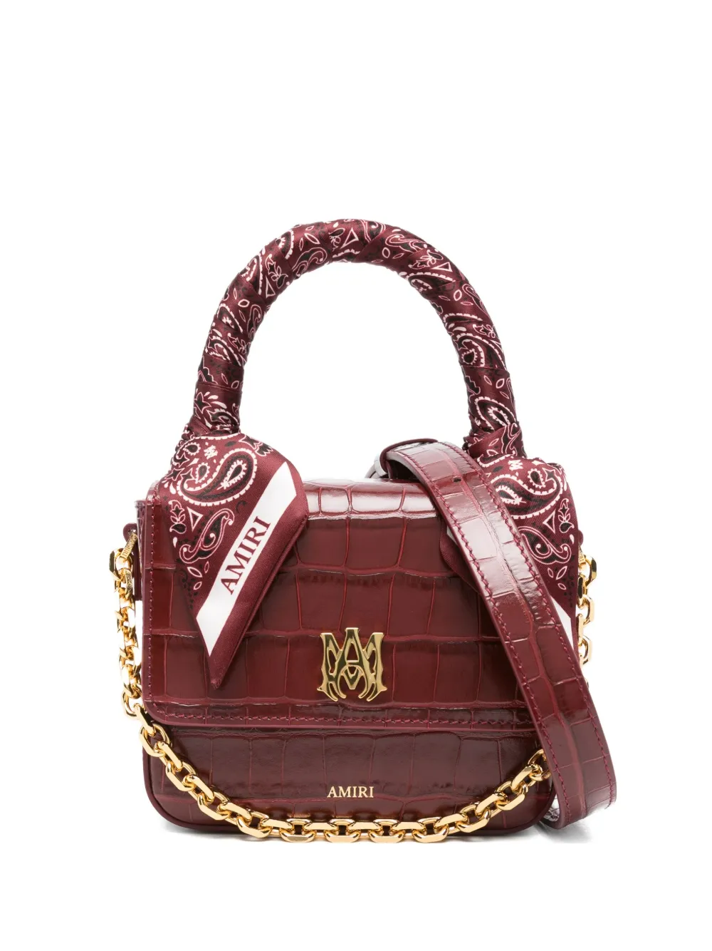 Сумка-тоут с ручкой-шарфом под кожу крокодила AMIRI, красный
Сумка-тоут с ручкой-шарфом под кожу крокодила AMIRI, красный