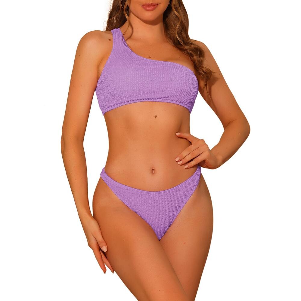 Женские комплекты бикини на одно плечо, комплекты из двух частей, треугольные плавки, спортивные купальники, костюмы Elerevyo, фиолетовый
Женские комплекты бикини на одно плечо, комплекты из двух частей, треугольные плавки, спортивные купальники, костюмы Elerevyo, фиолетовый