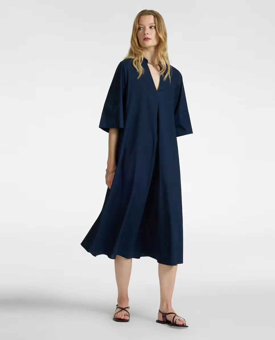 Платье свободного кроя из хлопка с V-образным вырезом Elena Miró, синий
Платье свободного кроя из хлопка с V-образным вырезом Elena Miró, синий