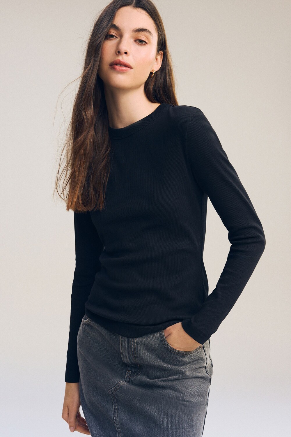 Топ в рубчик с длинными рукавами и круглым вырезом Next, черный
Топ в рубчик с длинными рукавами и круглым вырезом Next, черный