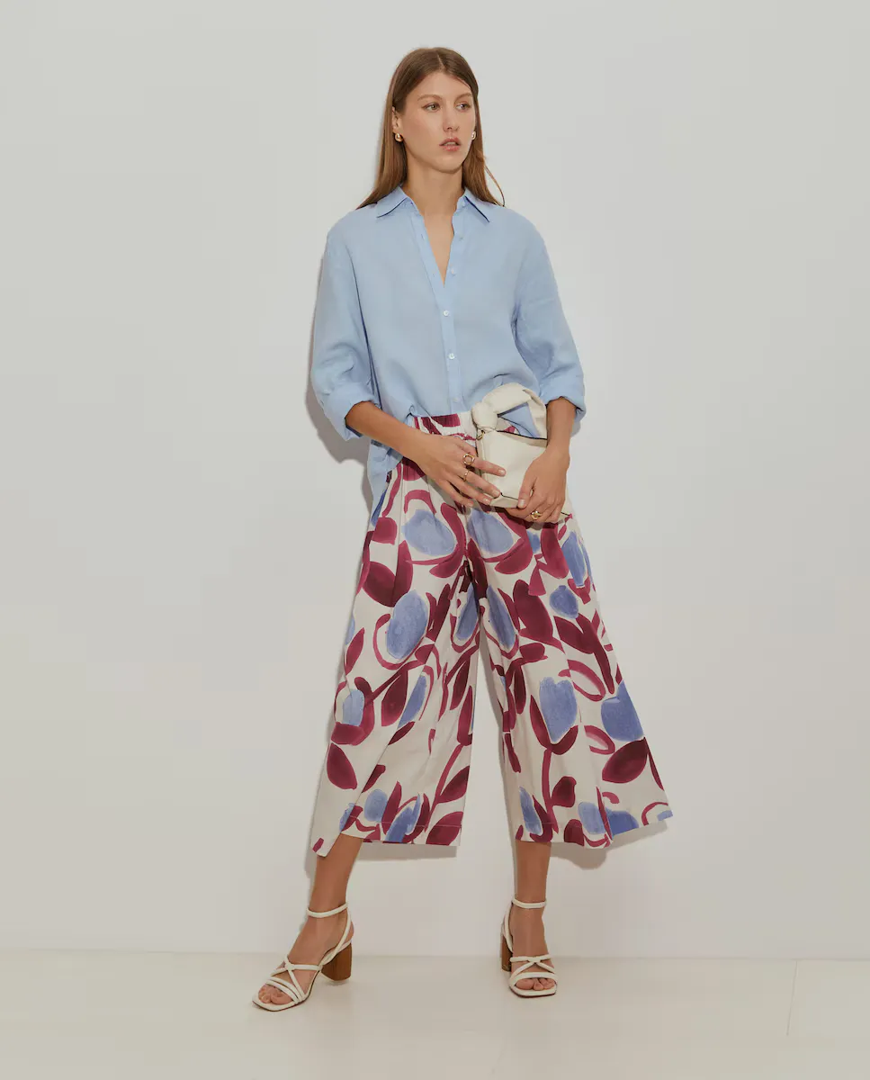 Широкие женские брюки с цветочным принтом Lion of Porches, розовый 
Широкие женские брюки с цветочным принтом Lion of Porches, розовый