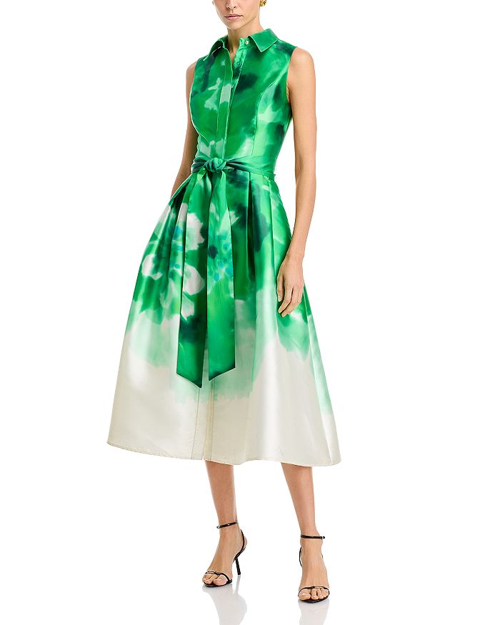 Платье-рубашка из микадо Teri Jon by Rickie Freeman, зеленый 
Платье-рубашка из микадо Teri Jon by Rickie Freeman, зеленый