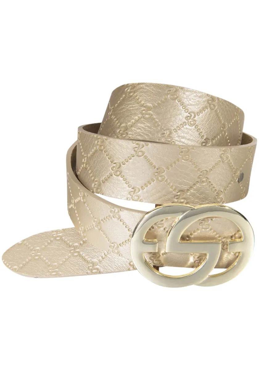 Ремень Silbergift с алмазным тиснением и графической застежкой, цвет Champagner 
Ремень Silbergift с алмазным тиснением и графической застежкой, цвет Champagner