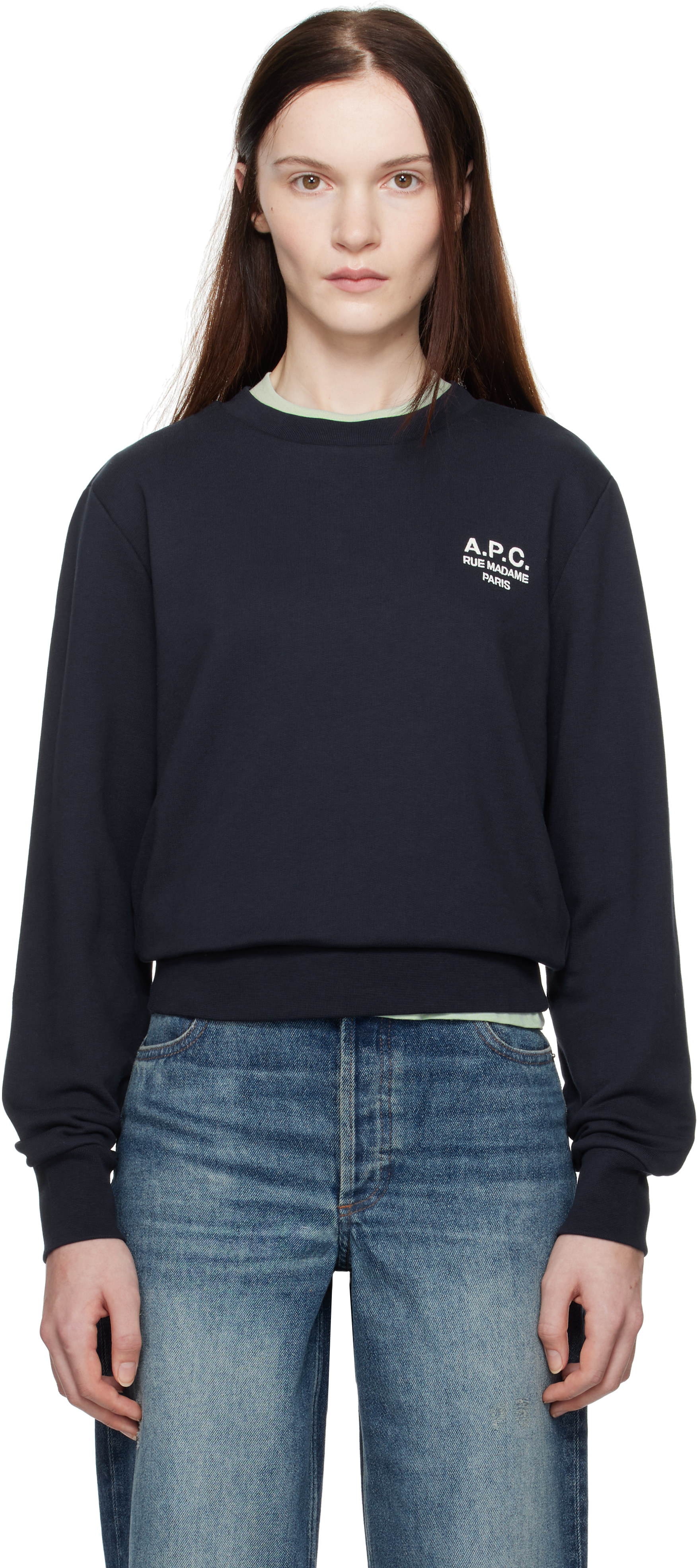 Темно-синяя свободная толстовка «Rue Madame» A.P.C.
Темно-синяя свободная толстовка «Rue Madame» A.P.C.