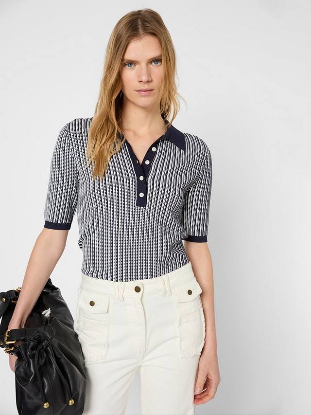 Трикотажный топ-поло в полоску от jarelle Gerard Darel, темно-синий/белый
Трикотажный топ-поло в полоску от jarelle Gerard Darel, темно-синий/белый