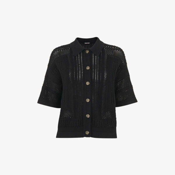 Рубашка крючком с короткими рукавами на пуговицах Whistles, черный
Рубашка крючком с короткими рукавами на пуговицах Whistles, черный