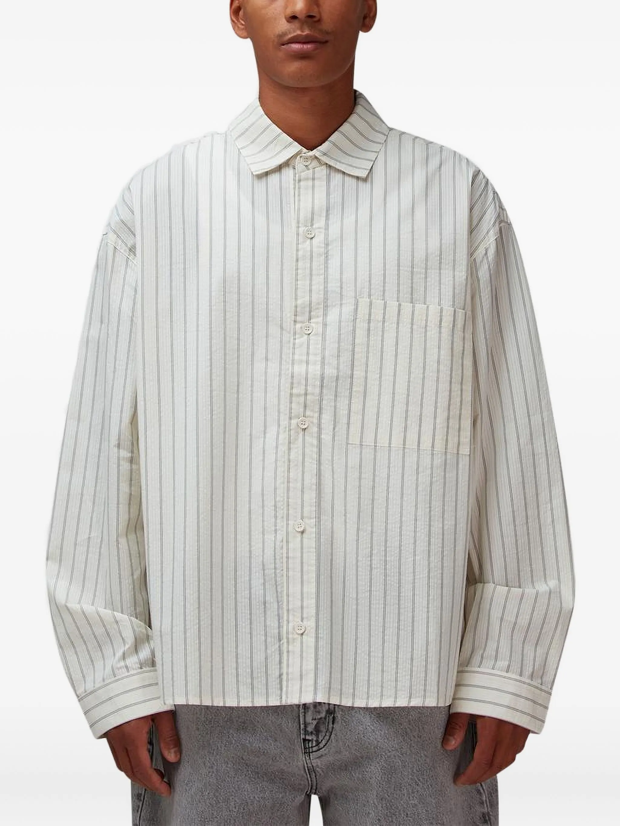 Рубашка в полоску Mki Miyuki Zoku, белый
Рубашка в полоску Mki Miyuki Zoku, белый