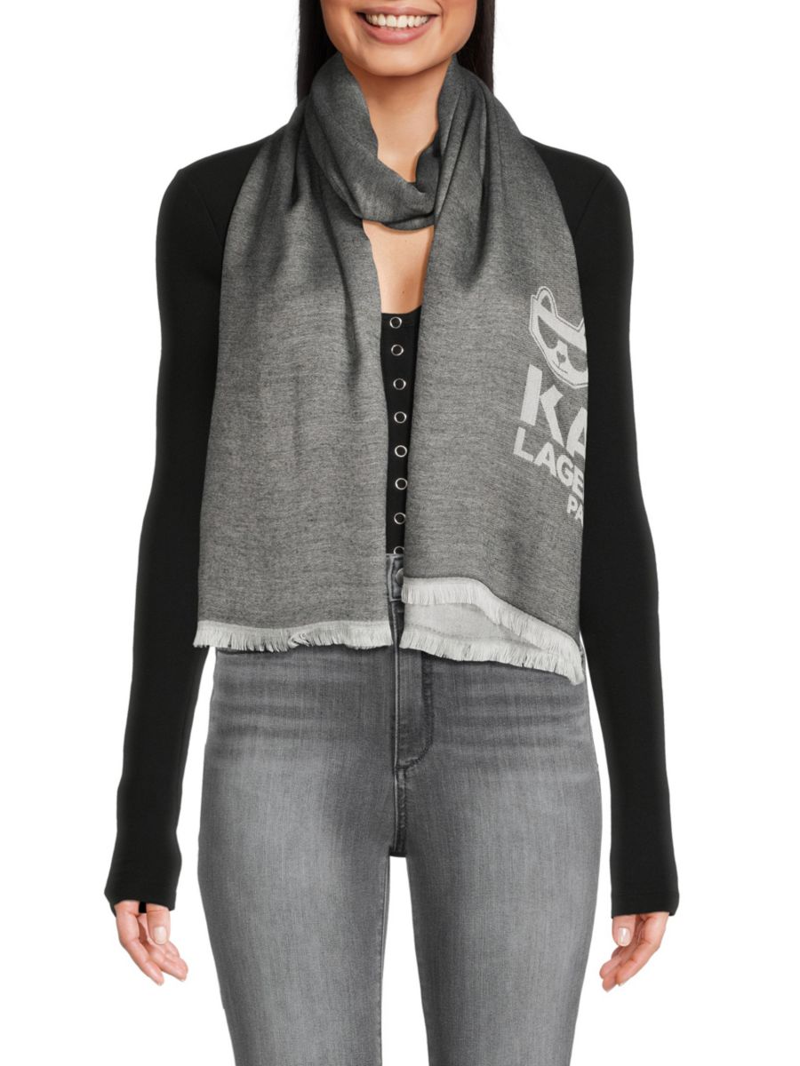 Шарф с логотипом Karl Lagerfeld Paris, черный 
Шарф с логотипом Karl Lagerfeld Paris, черный