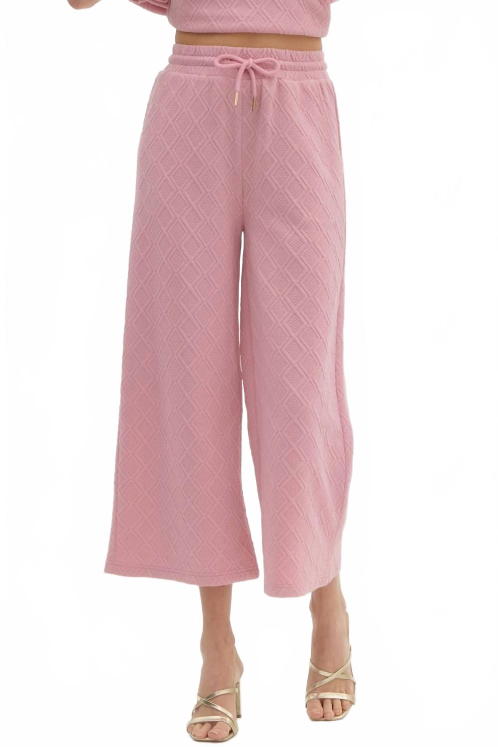 Entro Женские брюки с ромбовидной текстурой, розовые
Entro Женские брюки с ромбовидной текстурой, розовые