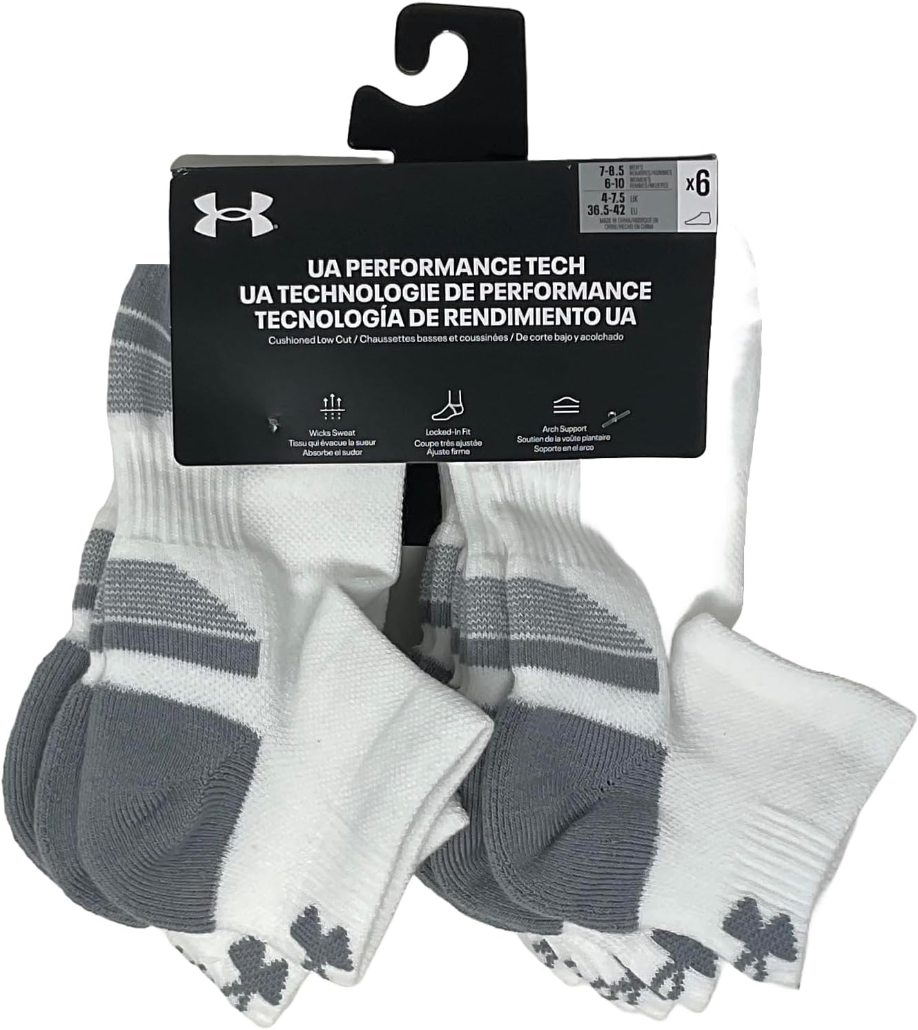 Under Armour мужские носки UA Performance Tech с амортизацией и низкой посадкой - набор из 6 пар, White/White/White
Under Armour мужские носки UA Performance Tech с амортизацией и низкой посадкой - набор из 6 пар, White/White/White