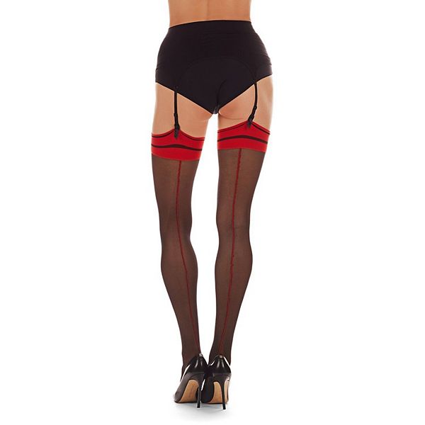 Женские чулки 20 denier с ажурным узором и швом на спинке Memoi
Женские чулки 20 denier с ажурным узором и швом на спинке Memoi