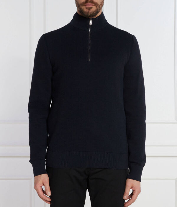 Свитер мужской Boss однотонный с воротником на молнии, синий
Свитер мужской Boss однотонный с воротником на молнии, синий