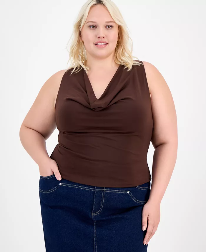 Модный топ без рукавов с воротником-хомут из крепа Plus Bar III, коричневый
Модный топ без рукавов с воротником-хомут из крепа Plus Bar III, коричневый