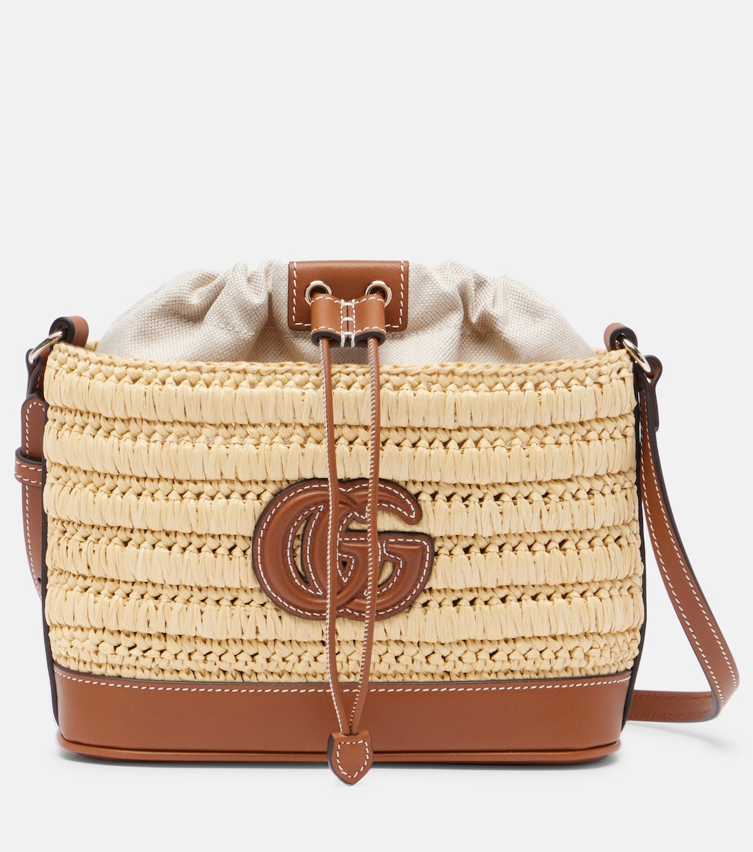 Двухцветная наплечная сумка с кожаной отделкой Double G Gucci, бежевый
Двухцветная наплечная сумка с кожаной отделкой Double G Gucci, бежевый