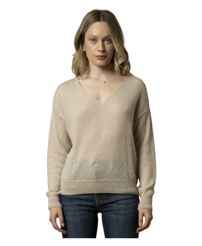 Стильный облегающий пуловер с блестками. Kocca, бежевый
Стильный облегающий пуловер с блестками. Kocca, бежевый