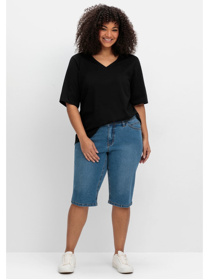 Тканевые шорты sheego, синий деним
Тканевые шорты sheego, синий деним