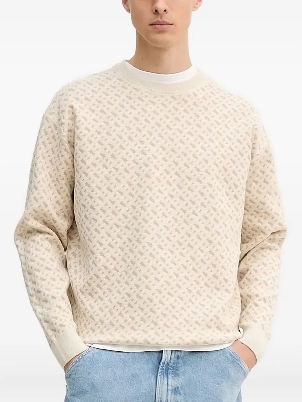 Свитер с круглым вырезом и геометрическим узором BOSS, нейтральный
Свитер с круглым вырезом и геометрическим узором BOSS, нейтральный