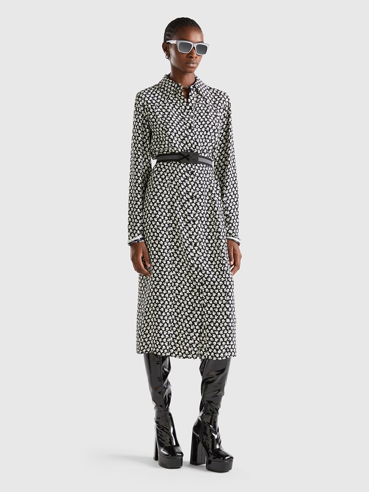 Платье до колена Benetton, черный/белый
Платье до колена Benetton, черный/белый