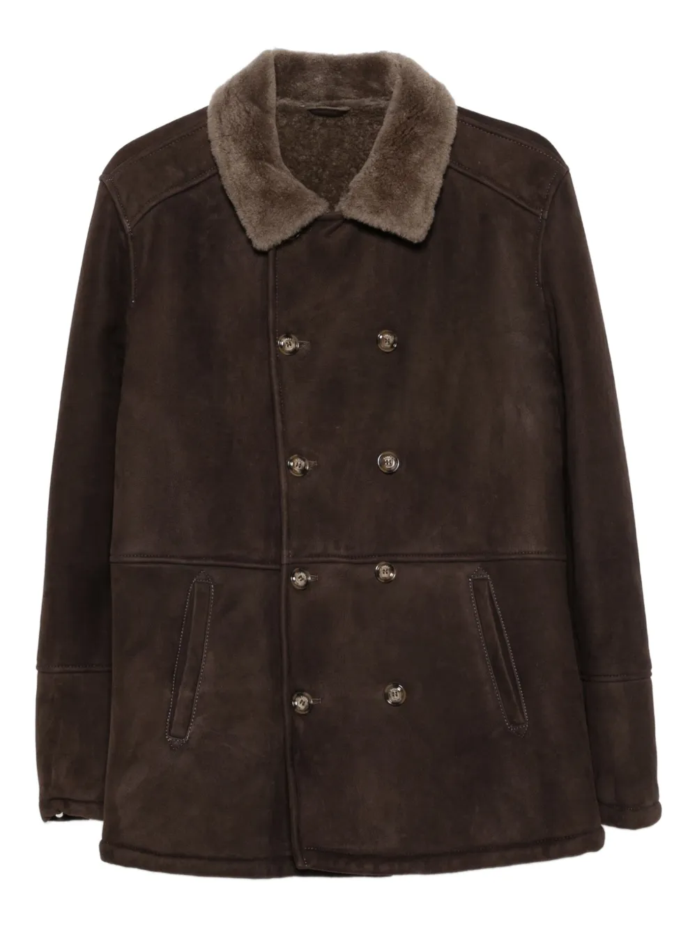 Двубортная куртка с меховым воротником Barba, коричневый
Двубортная куртка с меховым воротником Barba, коричневый