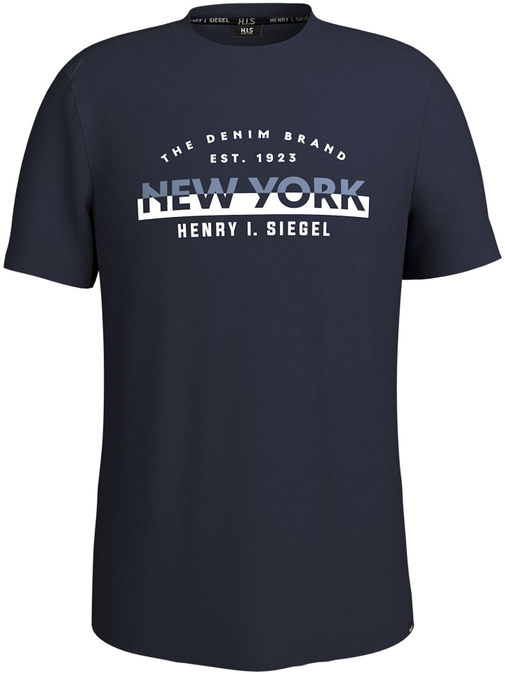 Рубашка с круглым вырезом темно-синего цвета H.I.S.
Рубашка с круглым вырезом темно-синего цвета H.I.S.