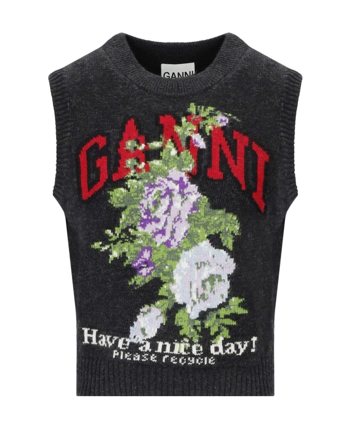 Жилет с цветами Ganni, серый
Жилет с цветами Ganni, серый