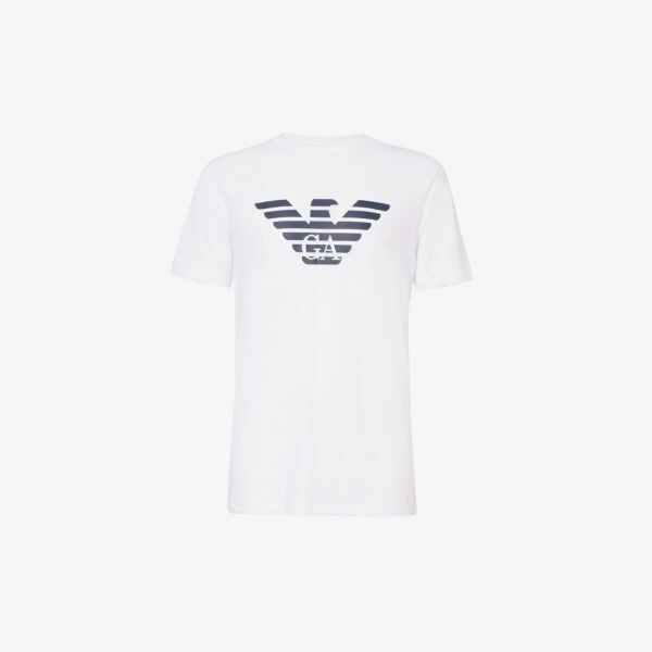 Футболка из хлопкового джерси с круглым вырезом с фирменным принтом Emporio Armani, цвет bianco o.aquila
Футболка из хлопкового джерси с круглым вырезом с фирменным принтом Emporio Armani, цвет bianco o.aquila