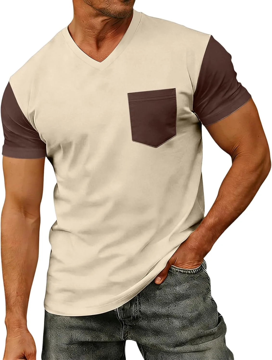 Мужская футболка с V-образным вырезом — стильная облегающая модель ZWSPTO
Мужская футболка с V-образным вырезом — стильная облегающая модель ZWSPTO