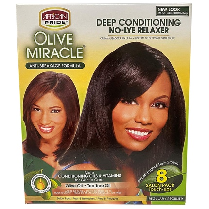 Olive Miracle Deep Conditioning No-Lye Relaxer Regular Kit - Упаковка из 8 шт African Pride 
Olive Miracle Deep Conditioning No-Lye Relaxer Regular Kit - Упаковка из 8 шт African Pride
