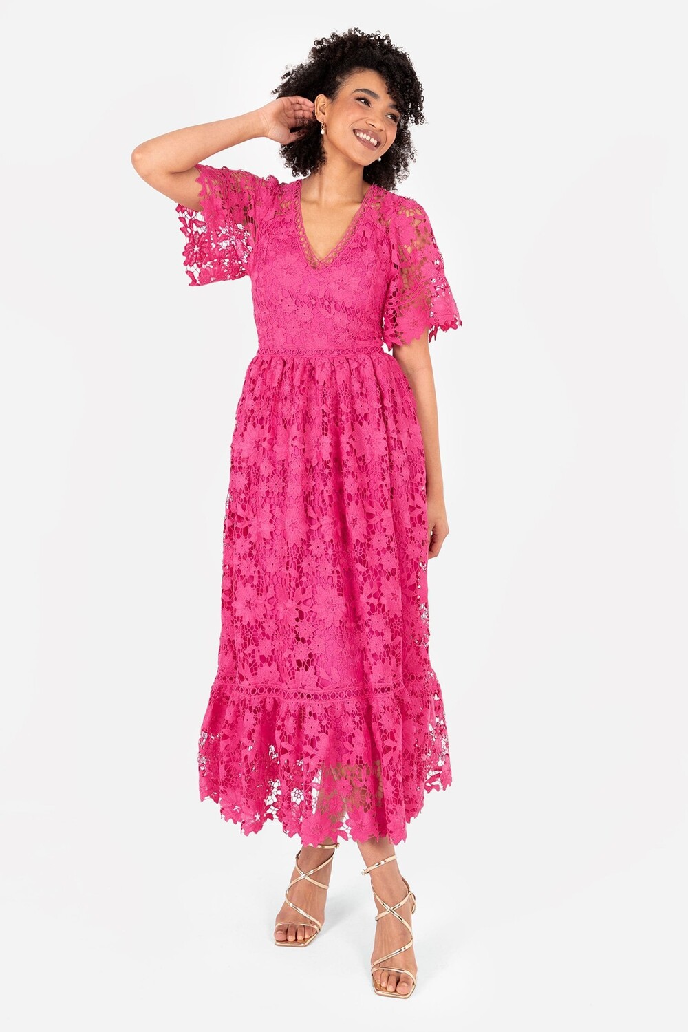 Кружевное платье мидакси с V-образным вырезом и декоративной отделкой Lovedrobe, розовый
Кружевное платье мидакси с V-образным вырезом и декоративной отделкой Lovedrobe, розовый