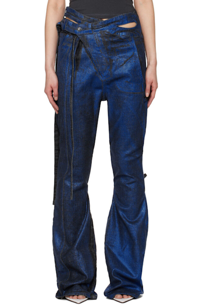 SSENSE Эксклюзивные черно-синие фирменные джинсы Wrap Ottolinger 
SSENSE Эксклюзивные черно-синие фирменные джинсы Wrap Ottolinger