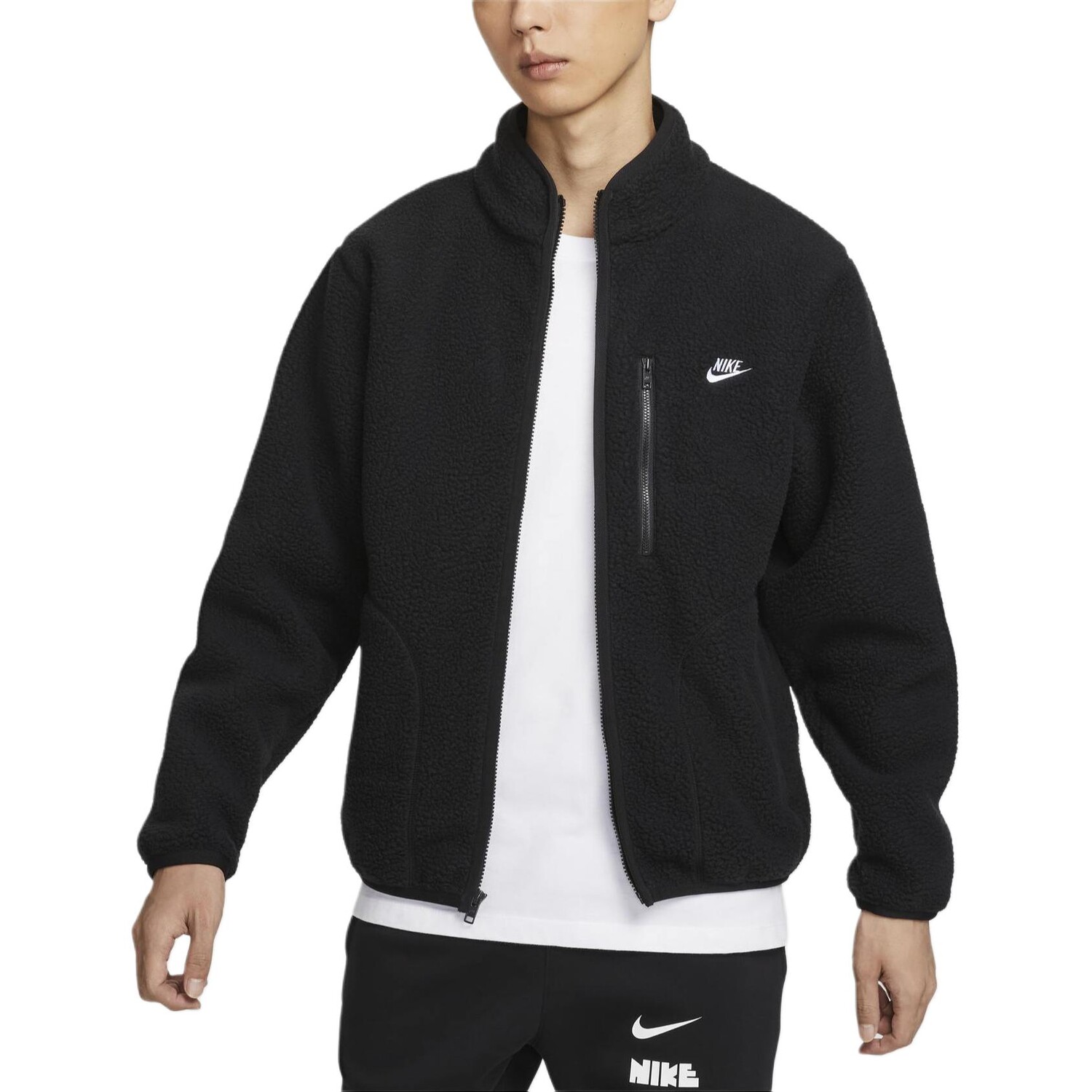 Клубная флисовая куртка мужская черный/белый Nike 
Клубная флисовая куртка мужская черный/белый Nike