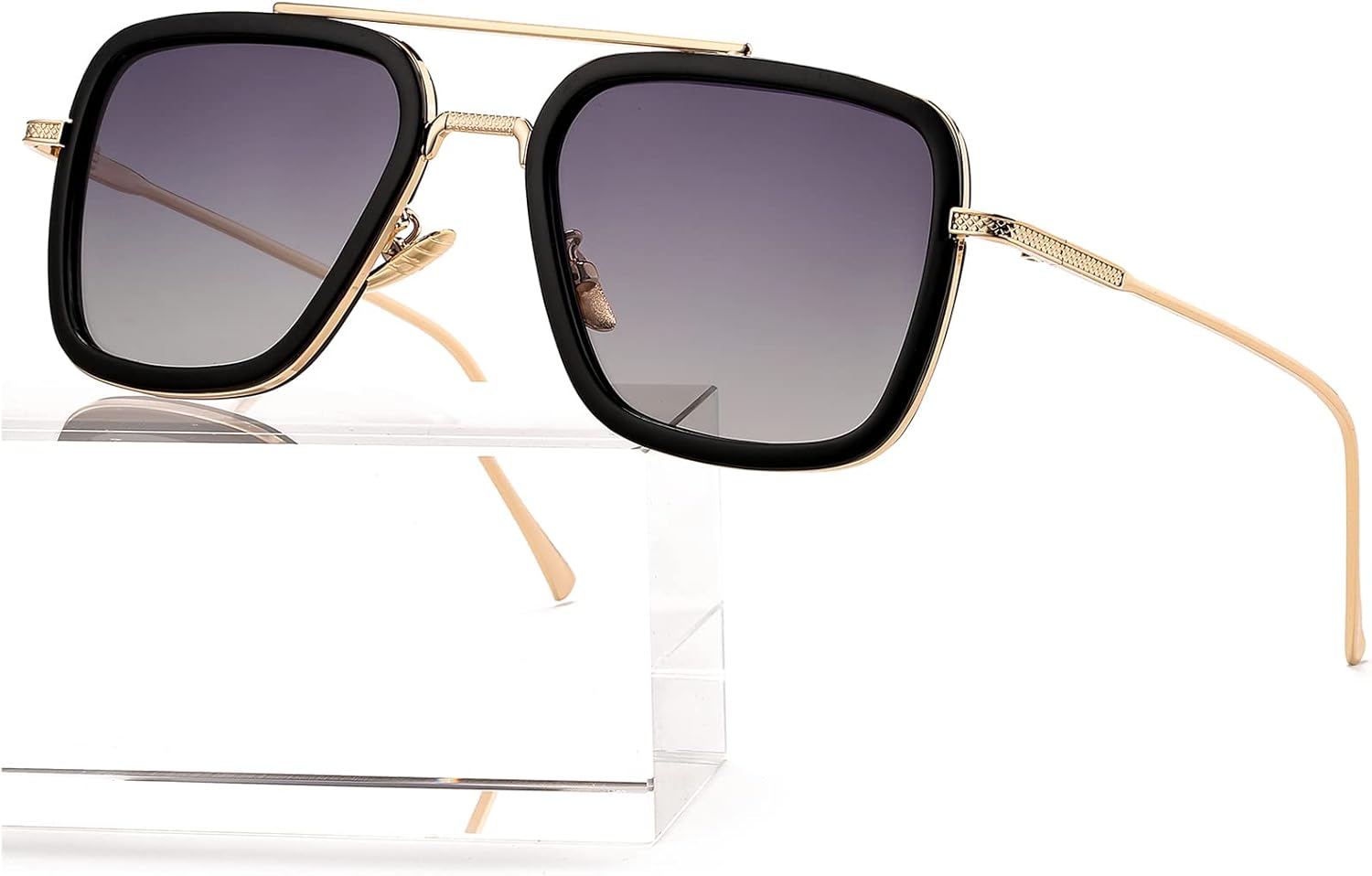 Солнцезащитные очки AIEYEZO Тони Старк в винтажном стиле, квадратная металлическая оправа, для мужчин и женщин - очки Железного человека и Эдит, A3 Gold/Black/Gradient Grey
Солнцезащитные очки AIEYEZO Тони Старк в винтажном стиле, квадратная металлическая оправа, для мужчин и женщин - очки Железного человека и Эдит, A3 Gold/Black/Gradient Grey