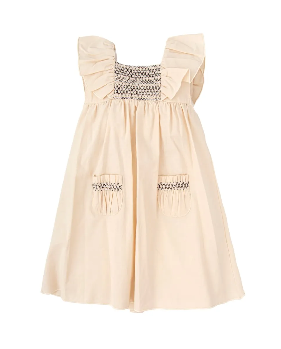 Платье для девочки с медовыми сотами и воланами Babidú, бежевый
Платье для девочки с медовыми сотами и воланами Babidú, бежевый