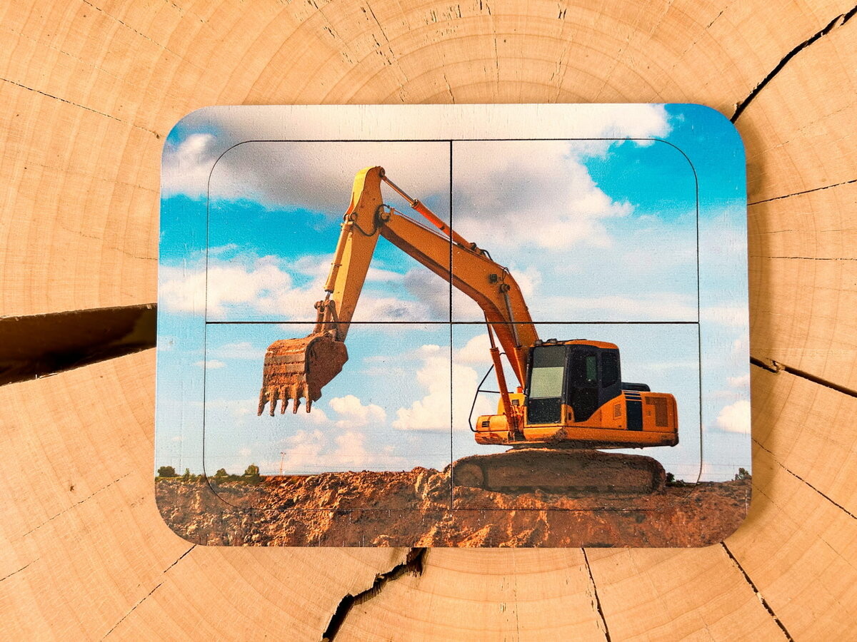 Экскаватор, деревянный пазл с четырьмя элементами, основа с подписью, первый пазл Inna marka 
Экскаватор, деревянный пазл с четырьмя элементами, основа с подписью, первый пазл Inna marka